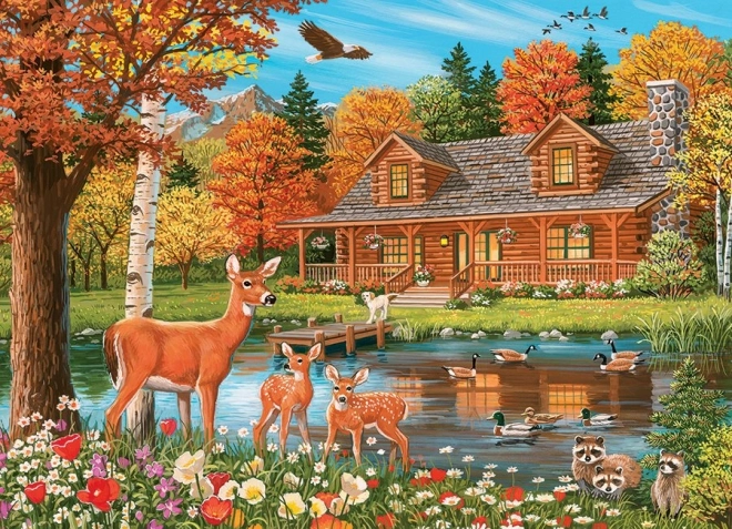 family puzzle cobble hill pond by the cottage 350 pieces