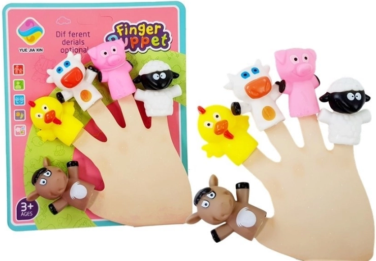 Rubber finger puppets – animals, set of 5