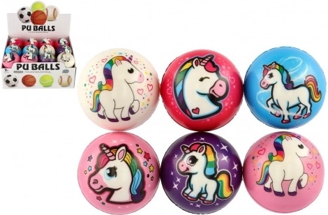 Foam ball with unicorn 8 cm – color mix