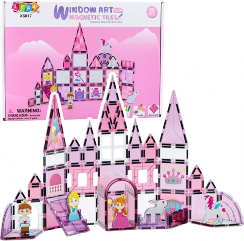 Magnetische bouwset voor meisjes met raampjes, roze, 50 st.
