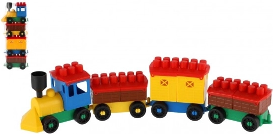 Jeu de construction train avec 3 wagons LORI en sachet