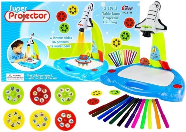 Kids' rocket drawing projector with 36 images
