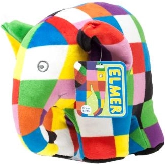 plysset elefant Elmer – farverig ven til sengen 20 cm