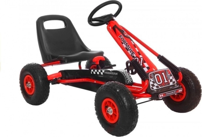 Šlapací motokára A-15 s nafukovacími koly – Červená