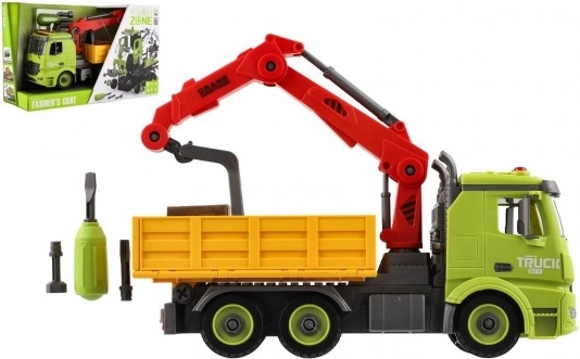 skrutkovacie stavebné auto so žeriavom, 31 cm, zotrvačník, svetlo a zvuk