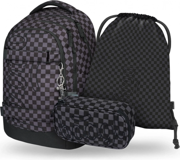 Sada školních potřeb BAAGL Skate Max šedá: batoh, penál a sáček