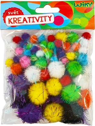 Pompons met glitter mix afmetingen