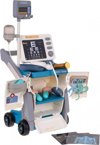 Medical trolley with ECG and accessories – blue kids set