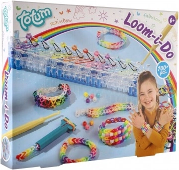 Kreatív karkötőkészítő készlet Loom-i-Do szövőállvánnyal és 700+ gumival