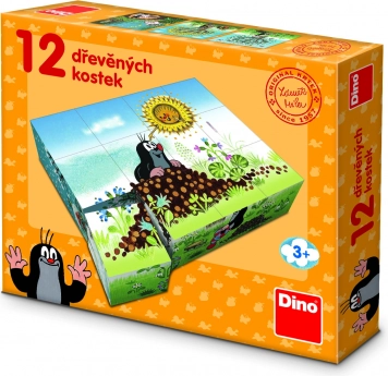 Dino Blocs de Bois Krtek - L'année de Krtek, 12 pcs