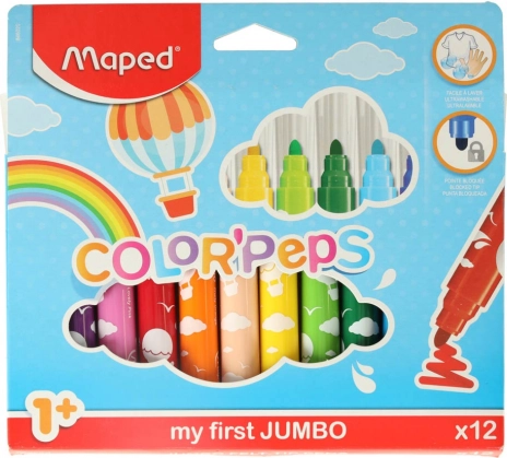 Feutres pour tout-petits 1+ MAPED Color’Peps Early Age, 12 couleurs