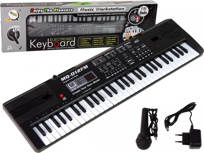 Electronic keyboard instrument with microphone and FM radio, 61 keys