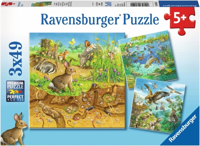 Puzzle Animals in Their Homes 3x49 Pieces