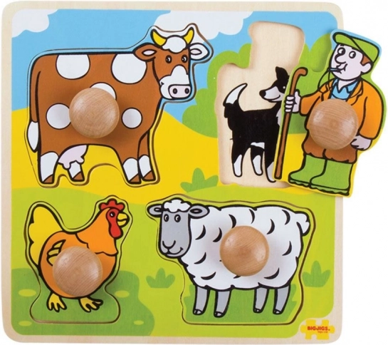 Puzzle educativo di Bigjigs Toys ad incastro fattoria
