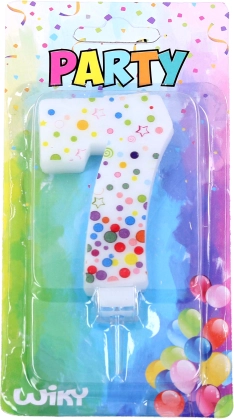 Bougie de fête numéro 7 à pois