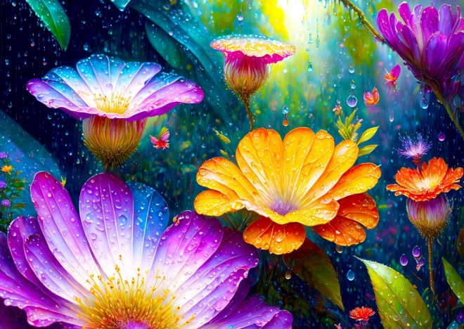 Puzzle Flowers in the Rain 1000 Pieces