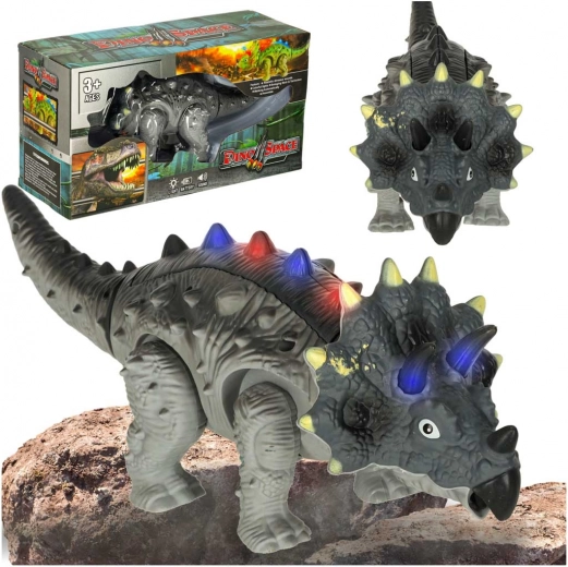 Interaktywny dinozaur triceratops na baterie z dźwiękami i światłami