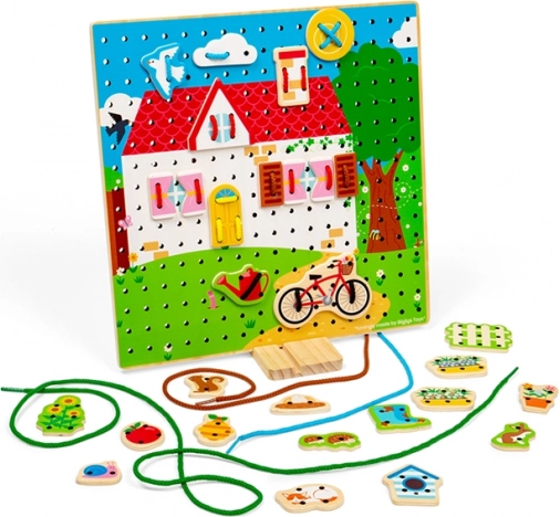 Planche à lacer en bois Maison BIGJIGS TOYS