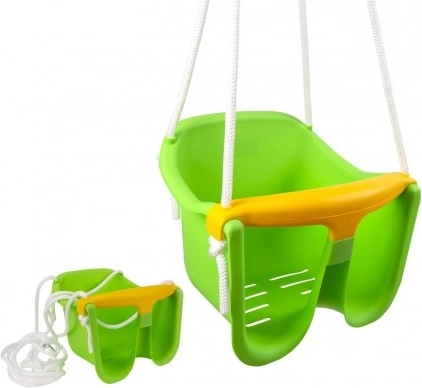 Baby plastic swing with safety bar – Green