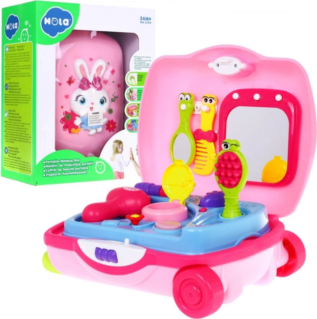 Interactive Pink Vanity 2-in-1 in a Suitcase for Kids 2+ with Lights, Melodies, and Accessories