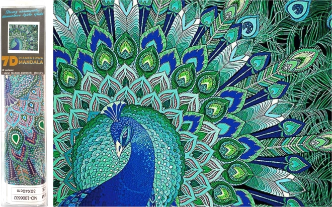 7D diamond painting Peacock Magic 30 × 30 cm