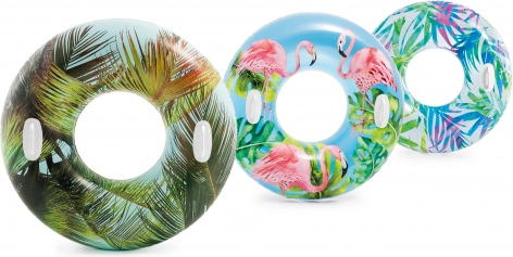 Ciambella gonfiabile con maniglie 97 cm – motivo tropicale