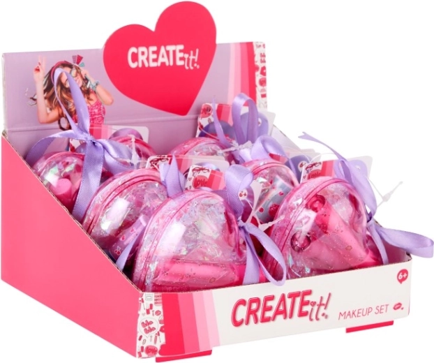 Heart-shaped case with glitter and ribbon