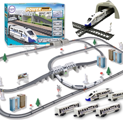 Woopie Electric Train Set with Bridge and Tunnel, 86 Pieces, 9.14 m Track