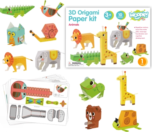 Woopie ART&FUN kit créatif origami 3D – fabriquez 10 petits animaux