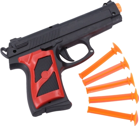 Plastic suction-cup gun 16 cm – set of 5 darts