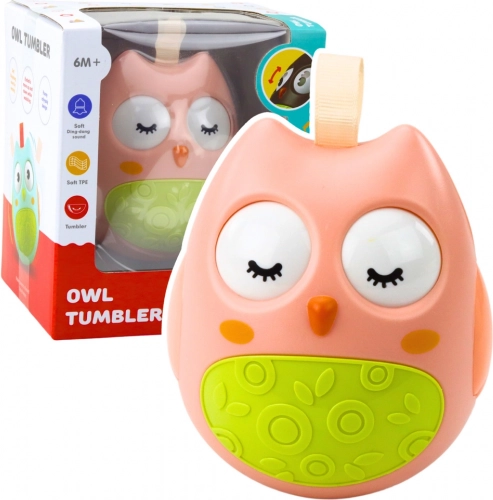 Owl baby toy with bells, pink