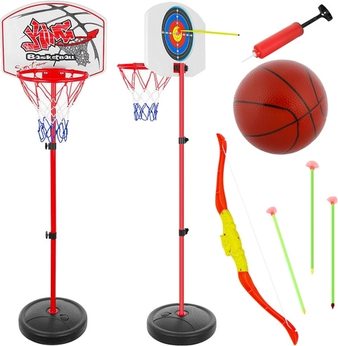 Børnesæt 2-i-1 basketball og skydebane med justérbar højde