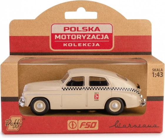 Historický vozidlo PRL Warszawa M20 taxi pieskový model