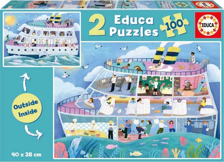 Educa Puzzle Outside, Inside – sightseeing boat 2×100 pieces