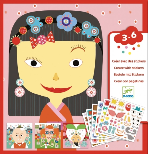 Djeco set d’autocollants visages