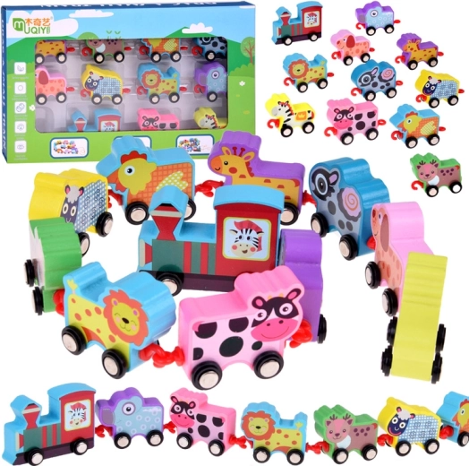 Træfarvet tog med dyr