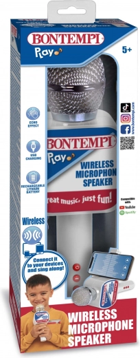 Wireless karaoke microphone with speaker and phone holder