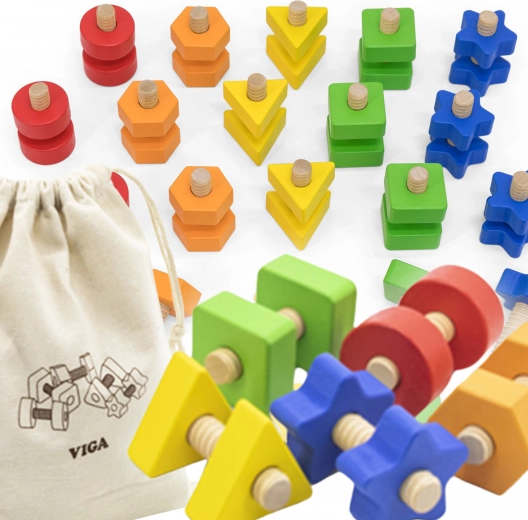 VIGA Színes formák és csavarok gyerekeknek