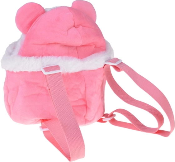 Pink plush backpack for on-the-go