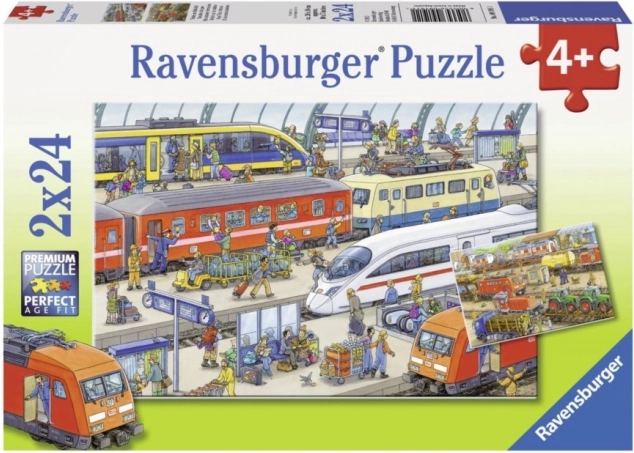 Puzzle Busy Train Station 2x24 pieces Ravensburger