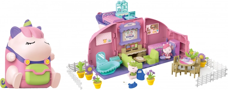 Egyszarvú házikó hátizsák hatásokkal 2 az 1-ben