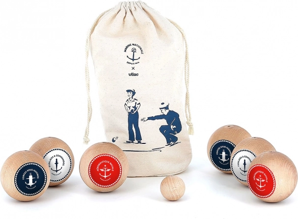 Vilac pétanque Marine – set en bois pour enfants et adultes