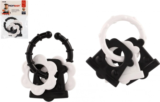 Baby teethers – black and white shapes, rattle and handle