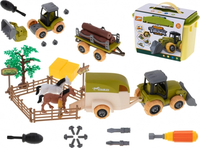 Ferme agricole avec tracteur et outils à assembler