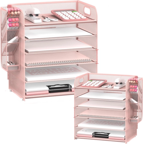 metal lyserød organizer til skrivebord