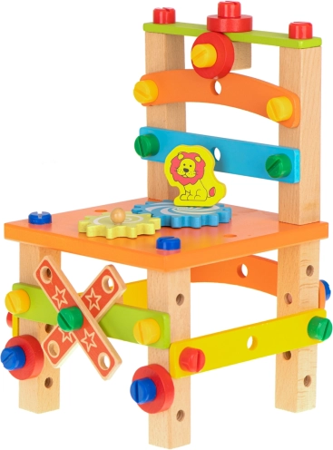 Wooden Construction Set – Workshop Stool, 49 Pieces