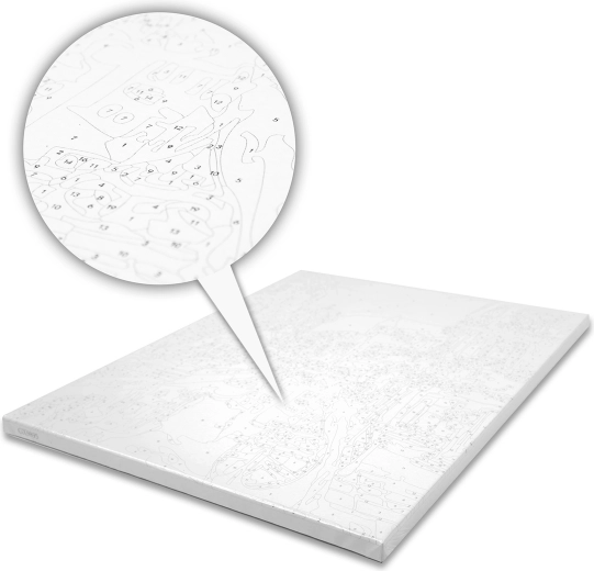 Vorgedruckte Leinwand mit Zahlen für einfache Orientierung