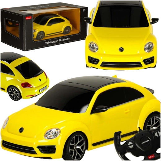 závodný model Volkswagen Beetle na diaľkové ovládanie - žltý