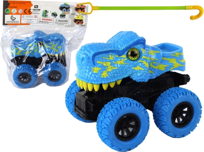 Terénne dinosauří auto s gumovými kolesami modré