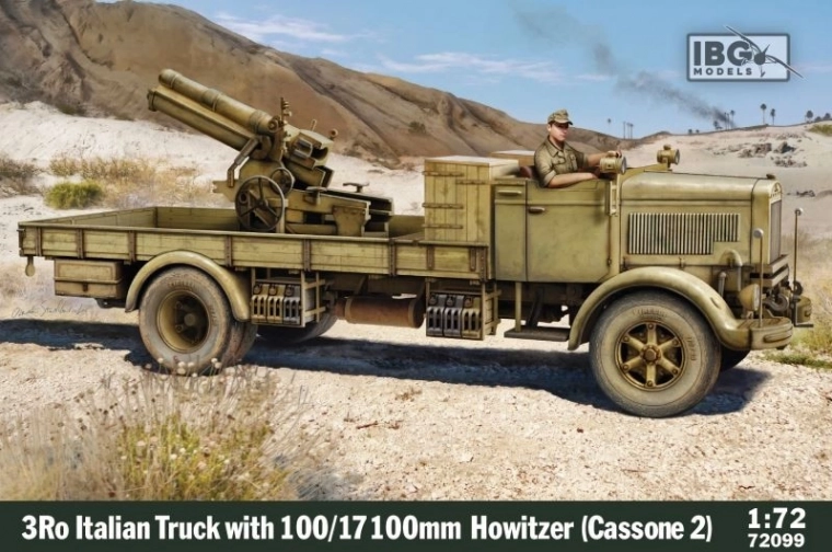 Italian Cargo Truck 3Ro with Howitzer 100/17 100mm in 1/72 Scale
